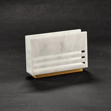 Load image into Gallery viewer, LSN-WHT Triple Line Napkin Holder- White Marble Lucite
