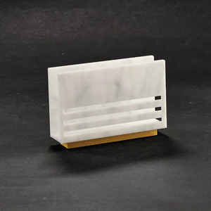 LSN-WHT Triple Line Napkin Holder- White Marble Lucite