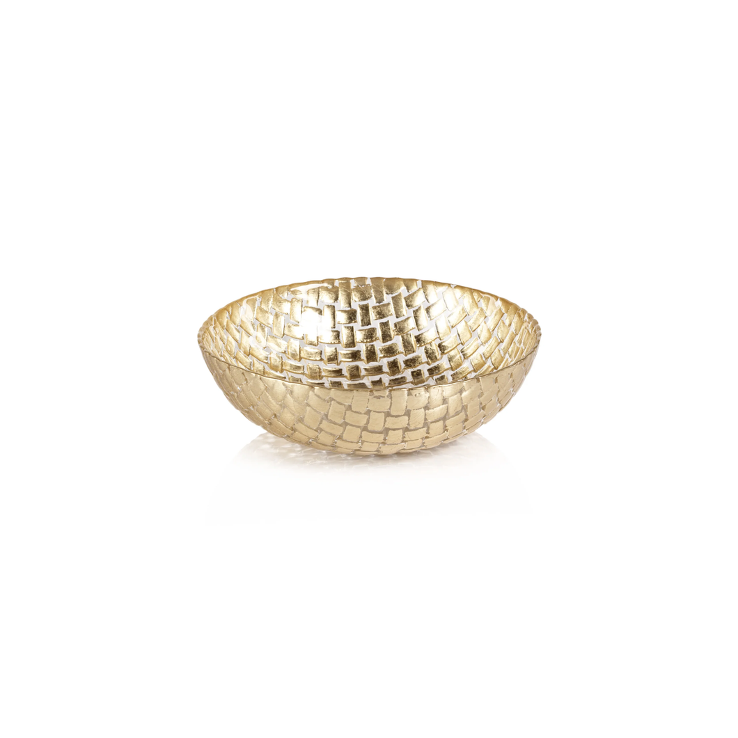 TK-224 Braided Glass Bowl - Gold - 8.5 in