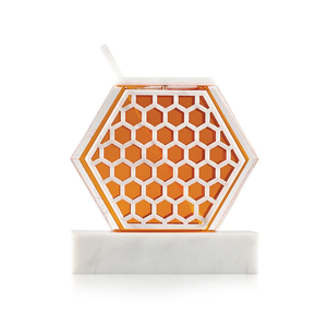 HD-WHT Honeycomb Honey Dish- White Marble Lucite