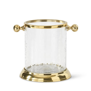 18550A 8 Inch Wavy Glass and Gold Metal Ice Bucket