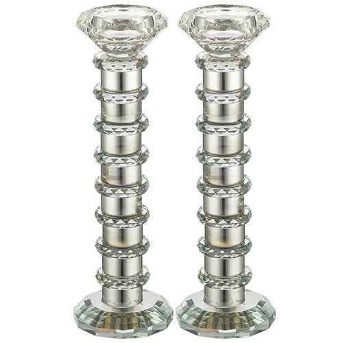 UK40664 Pair of Crystal Elegant Candlesticks 22.5 cm