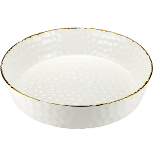 1904-WG Round Service Dish With Gold Trim