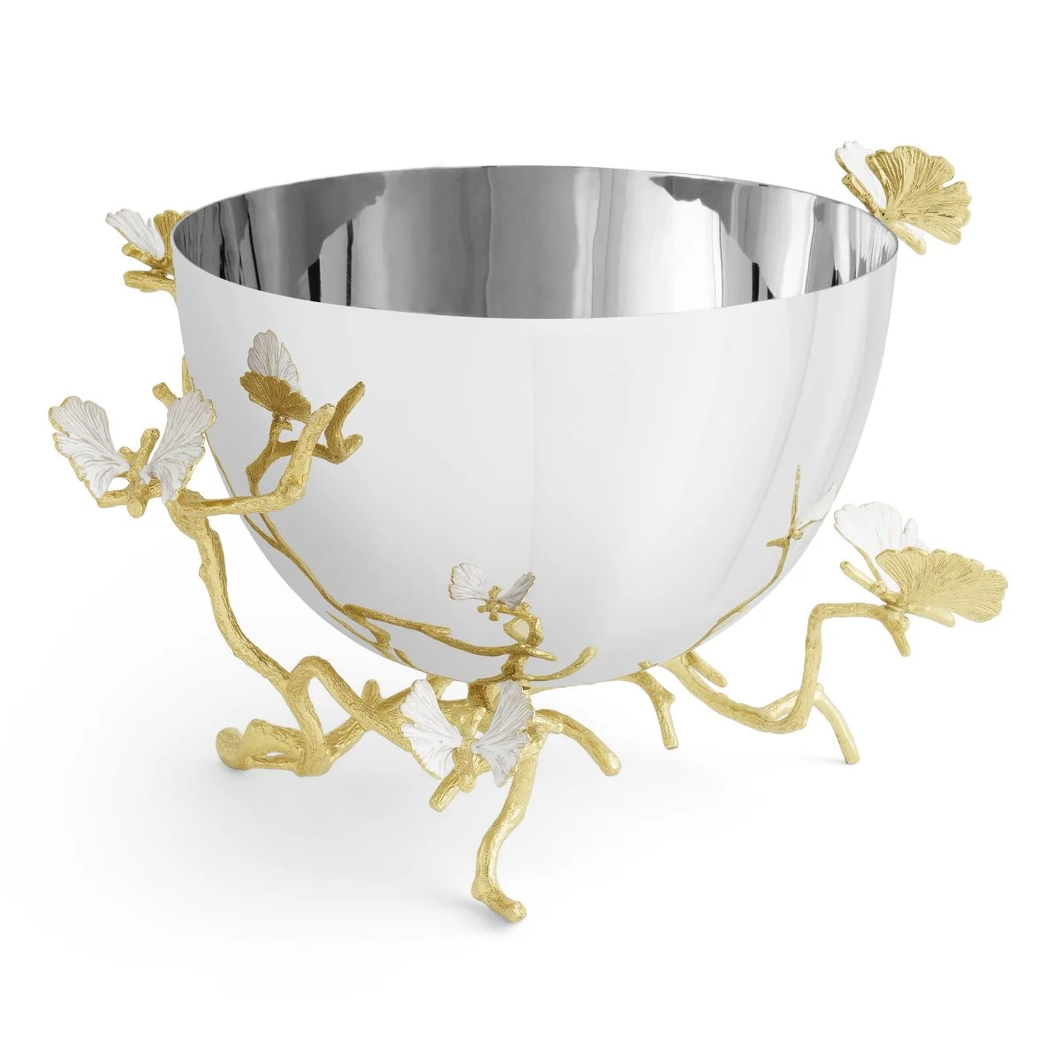 174502 BUTTERFLY GINKGO GOLD SRV BOWL