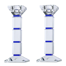 Load image into Gallery viewer, J-CSCH-25-BL Set of 2 Crystal Candlesticks Blue Square
