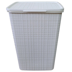 Plastic Laundry Hamper, White