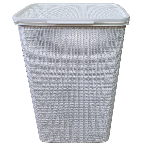 Plastic Laundry Hamper, White