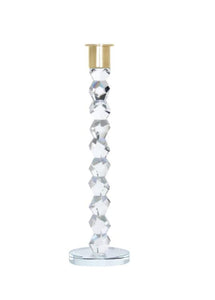 VCH3991 Crystal Dimensional Candlestick with Gold Tip - 11.25"H