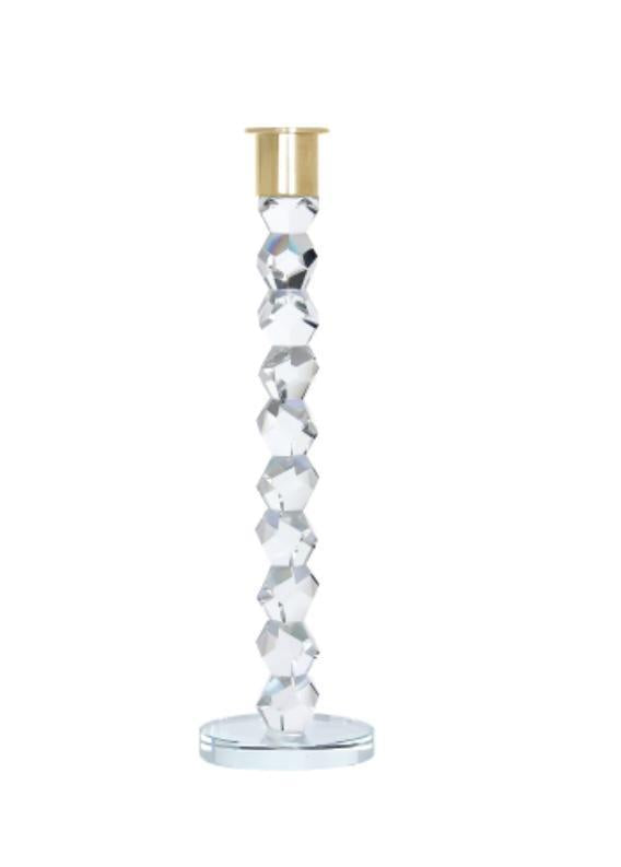 VCH3991 Crystal Dimensional Candlestick with Gold Tip - 11.25