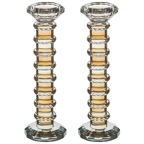 UK49650 Pair of Crystal Elegant Candlesticks 22.5 cm