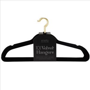 Black- Velvet BASIC HANGERS 10PK W. MATTE/GLOSS GOLD HOOK