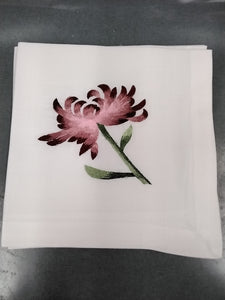 White With Pink Flower Napkin