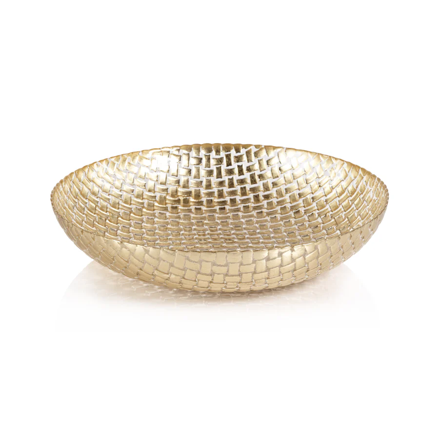 TK-225 Braided Glass Bowl - Gold - 14 in