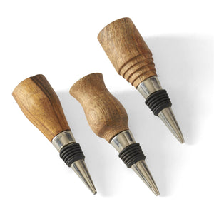 18352A Assorted 5 Inch Mango Wood Bottle Stoppers (3 Styles)