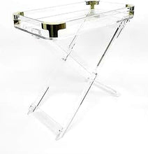 Load image into Gallery viewer, 977301 Acrylic Foldable Tray Side Table with Gold Edges
