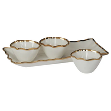 Load image into Gallery viewer, 20492 Regency Gold 4pc Tray and Condiment Bowls 14.25in x 6in
