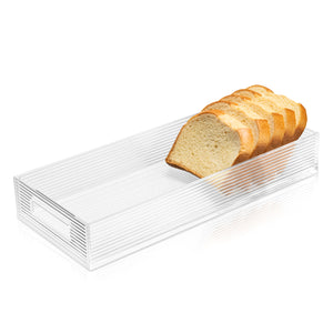 RIB-ST-CL Ribbed Challa / Anything Tray - Clear - W 6" L 14" H 2.2"