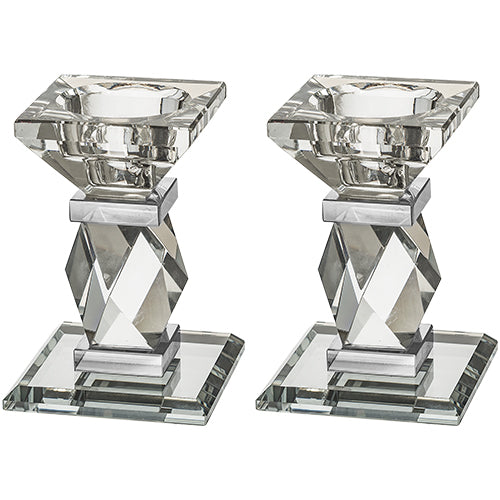 UK40842 Pair of Crystal Elegant Candlesticks 10 cm