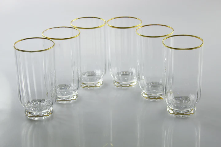 VHB4850 Set of 6 Highball Glasses with Gold Rim