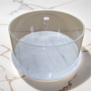 New Round Cake Dome 10.5 Inch-White Marble