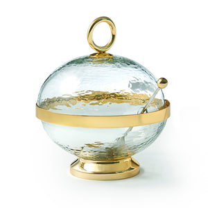 51126 SPHERE ROUND BOX W/ SPOON GOLD