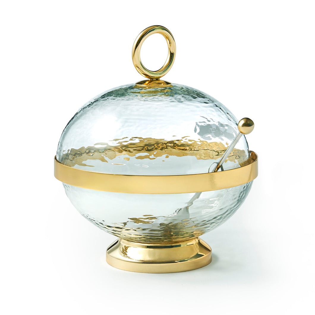 51126 SPHERE ROUND BOX W/ SPOON GOLD