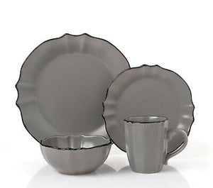 LH540 Scalloped Slate Gray Dinnerware Service For 4