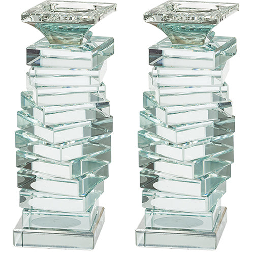 UK40733 Pair of Crystal Elegant Candlesticks 19.5 cm