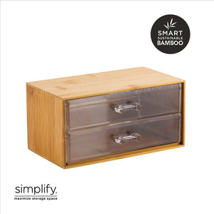 2 Drawer Bamboo Cosmetic Organizer