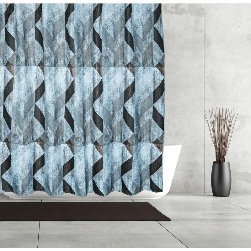 Zig Zag Shower Curtain Teal/Tan - Moda at Home