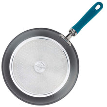 Load image into Gallery viewer, 11.75&quot; Rachael Ray Hard Anodized Aluminum Skillet, Gray with Teal Handles
