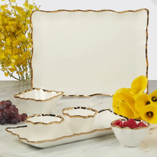 Load image into Gallery viewer, 20492 Regency Gold 4pc Tray and Condiment Bowls 14.25in x 6in
