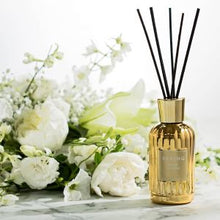 Load image into Gallery viewer, Spring Gold Metalic White Flower Reed Duffuser 180 ML
