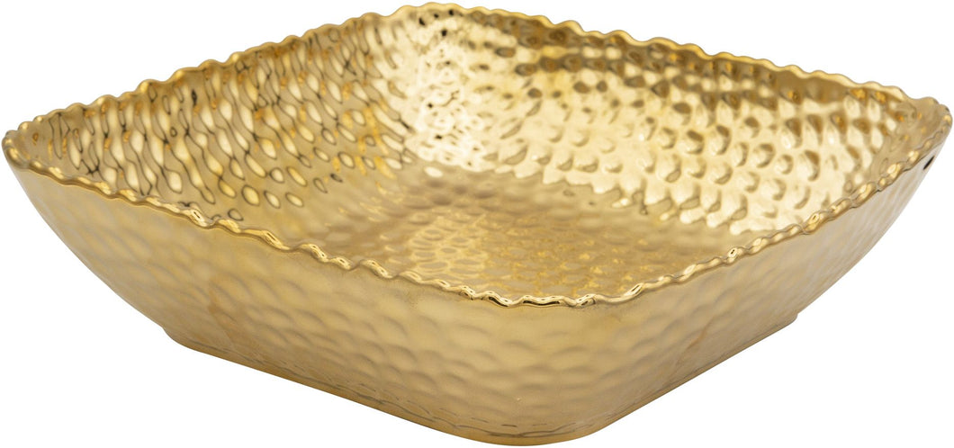 16515 10in Gold Hammered Square Serve Bowl