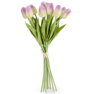 13 Inch Green/Purple Real Touch Mini Tulip Bundle (12