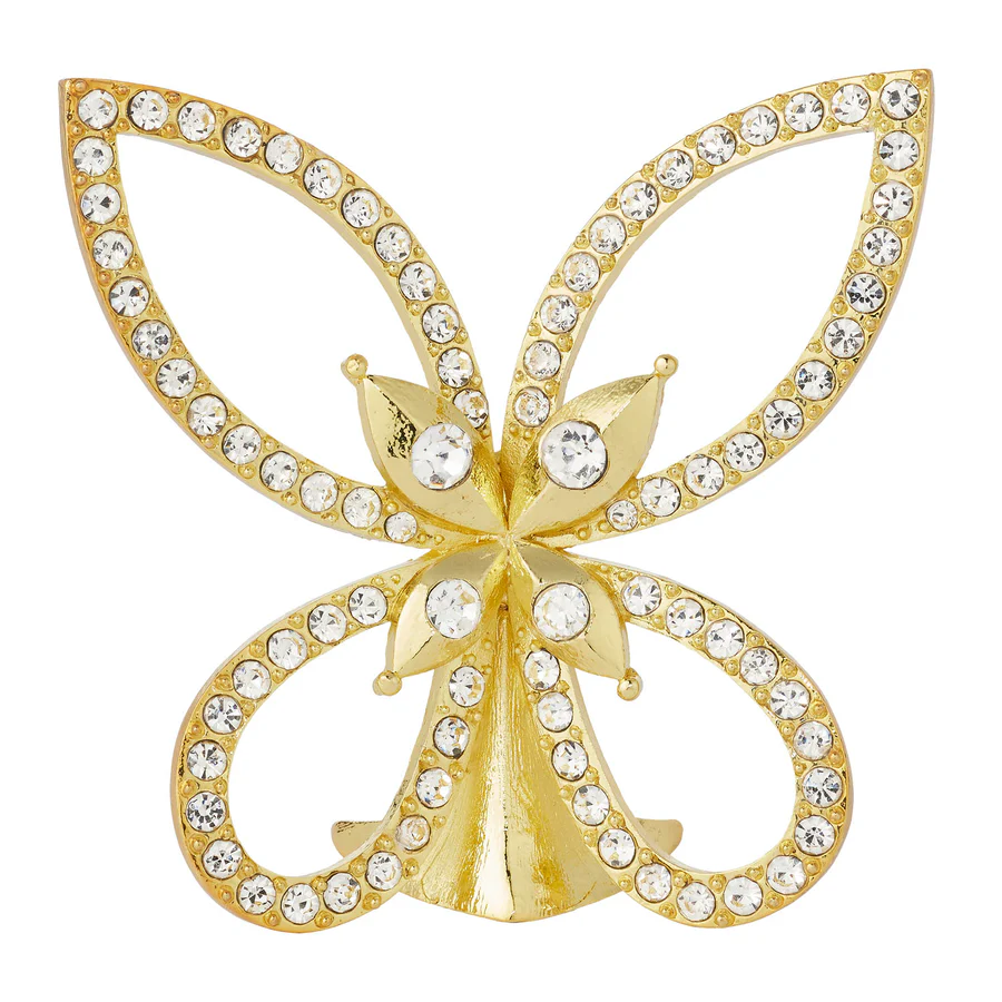 FG2500 Gold Papillon Figurine with Crystals