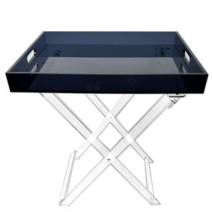 HT301401 Acrylic Folding Table with Smoke Tray and Clear Legs