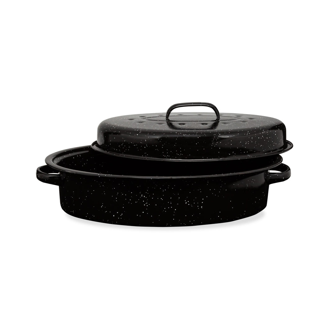 Millvado - Granite Large Oval Roaster With Lid, 18