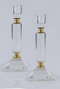 240332 Set of 2 Crystal Candle Holders 6"H