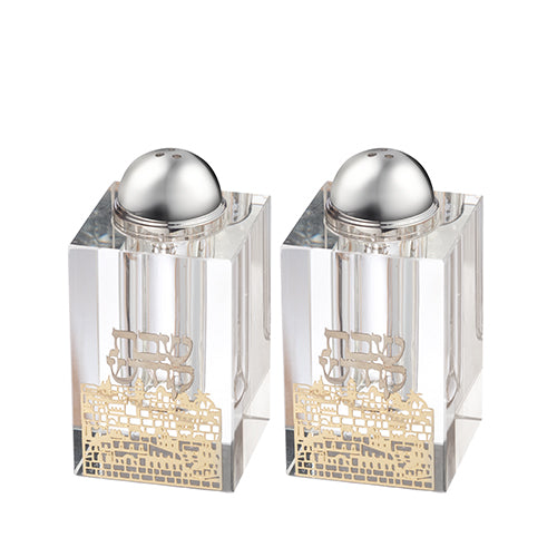 UK42666 Crystal Salt & Peper Holders 8*4 cm with Laser Cut Plaque