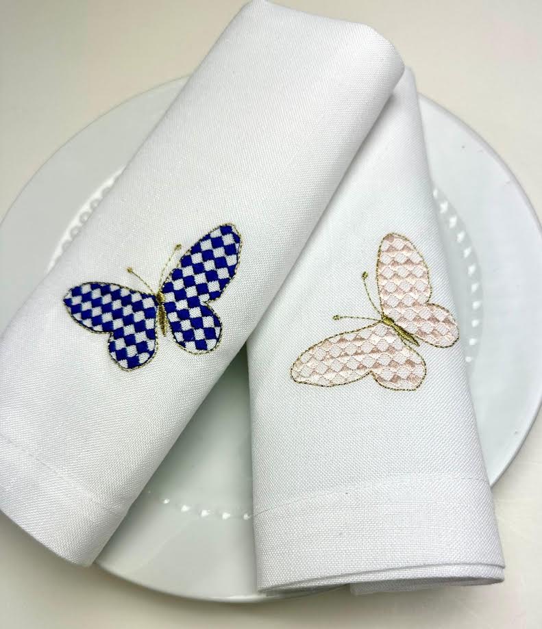 NAP-BTF-MZ Blue White Butterflies Napkin