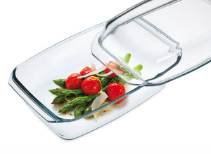 Simax 13 inch x 8 inch 3.2 qt Oblong Glass Casserole w/ Glass Lid