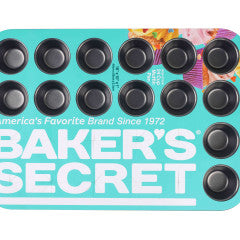 Baker's Secret Essential Line 24 Mini-Cup Muffin Pan, 15.9" x 10.2" x 1"