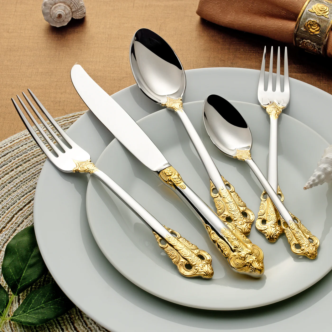 408BG-20 Baroque Flatware Gold Accent