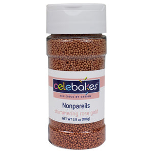 Celebakes Shimmering Rose Gold Nonpareils, 3.8 oz