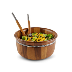 MT1394 Nambe Braid Round Salad Bowl w/ Servers