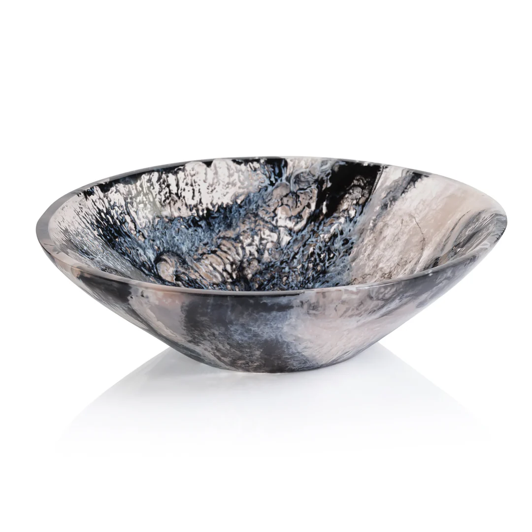 IN-7995 Krone Resin Grand Bowl - Black, White, Clear