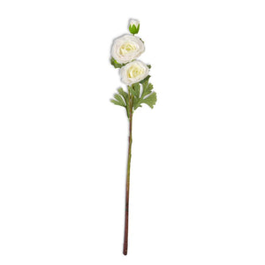 25 Inch White Real Touch Triple Bloom Ranunculus Stem