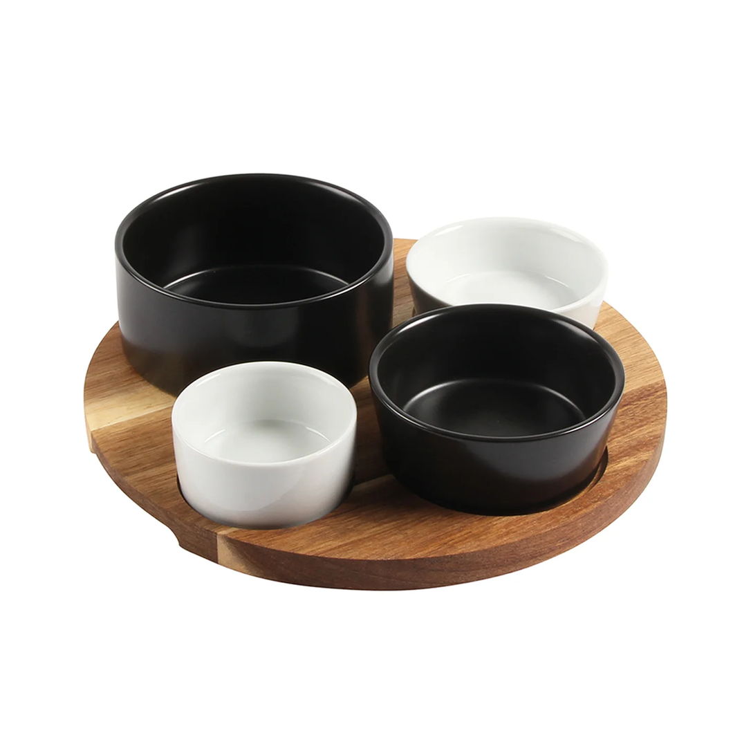 3917507 Cabo 5Pc Tapas Set Black/White