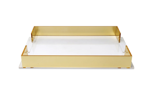 VST4591 Acrylic Rect. Tray with Gold Sides, 17.75"L x 11.75"W